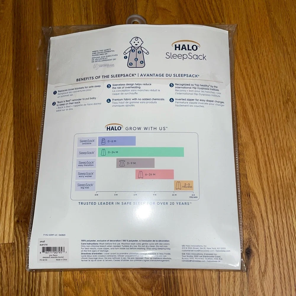 Halo micro-fleece sleep sack. NWOT. Gray. Size Small (birth to 6 months)